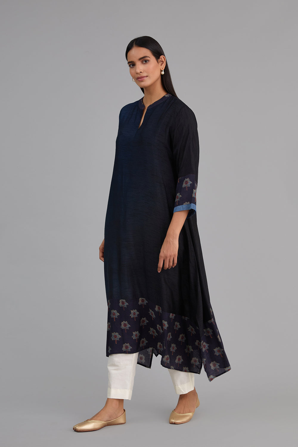 Indigo Blue Ombre Asymmetrical mix and match Kurta