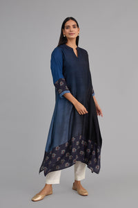 Indigo Blue Ombre Asymmetrical mix and match Kurta