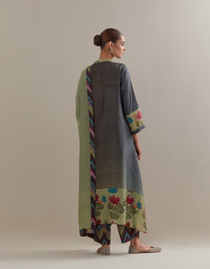 Pista Grey Ombre mix and match Kurta set with dupatta and pants