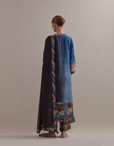 Black Indigo Ombre mix and match Kurta set with dupatta and pants