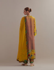 Yellow Ombre mix and match Kurta set with dupatta and pants