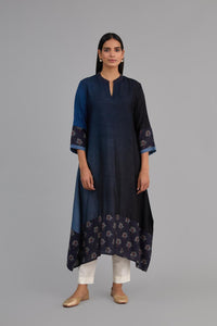 Indigo Blue Ombre Asymmetrical mix and match Kurta