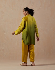 Sage Mustard Ombre Satin shirt with pants (2pc)