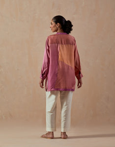 Peach Mauve Ombre colour block shirt