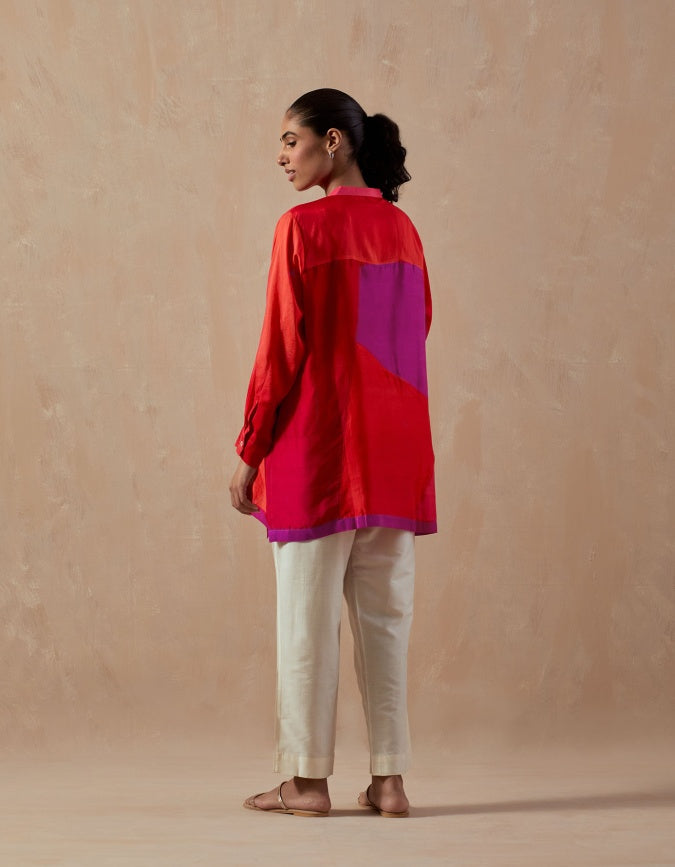 Fuschia Red Ombre colour block shirt