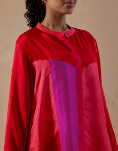 Fuschia Red Ombre colour block shirt