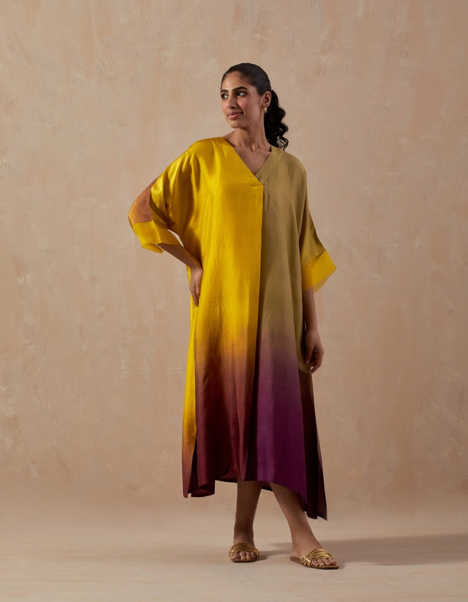 Mustard Brown Ombre Kaftan