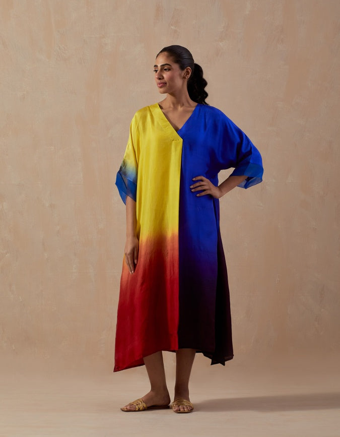 Red Royal Yellow Ombre Kaftan